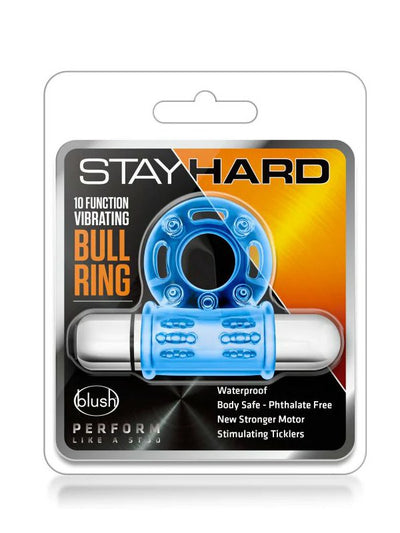 Stay Hard 10 Function Vibrating Bull Ring Blue 1